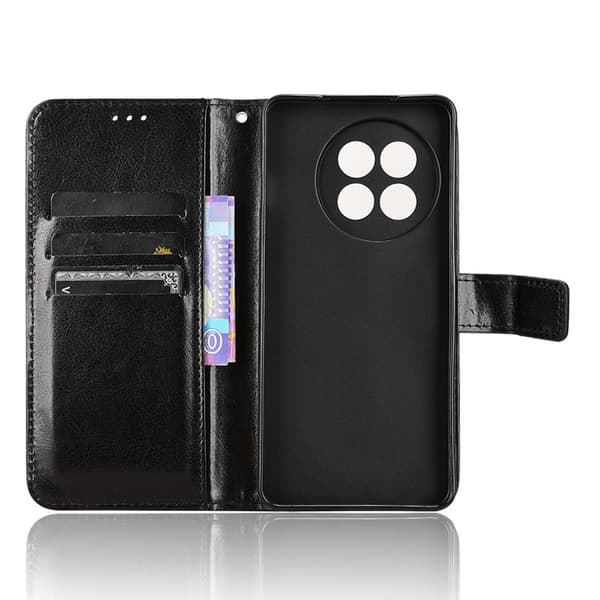 Crazy Horse Pung Flip-etui til OnePlus 13R, Sort