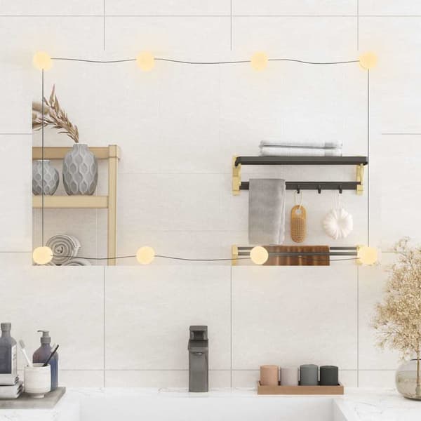 vidaXL Väggspegel med LED, 50x80 cm, Glas, Rektangulär