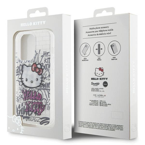 Hello Kitty IML Kitty On Bricks Graffiti-cover til iPhone 14 Pro, hvid