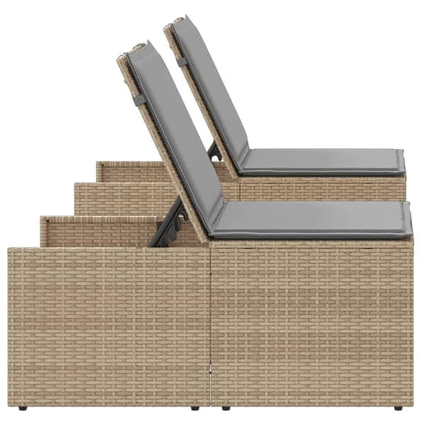 vidaXL Solstolar med bord, set om 2, beige, polyrotting