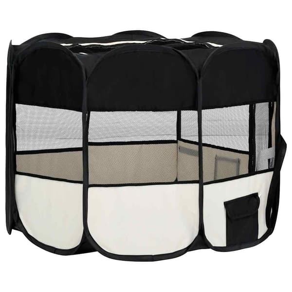 vidaXL foldbart hundebur med bærepose sort 90x90x58 cm