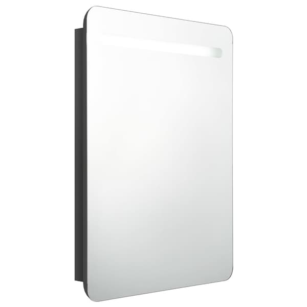 vidaXL spejlskab til badeværelse med LED-lys blank sort 60x11x80 cm