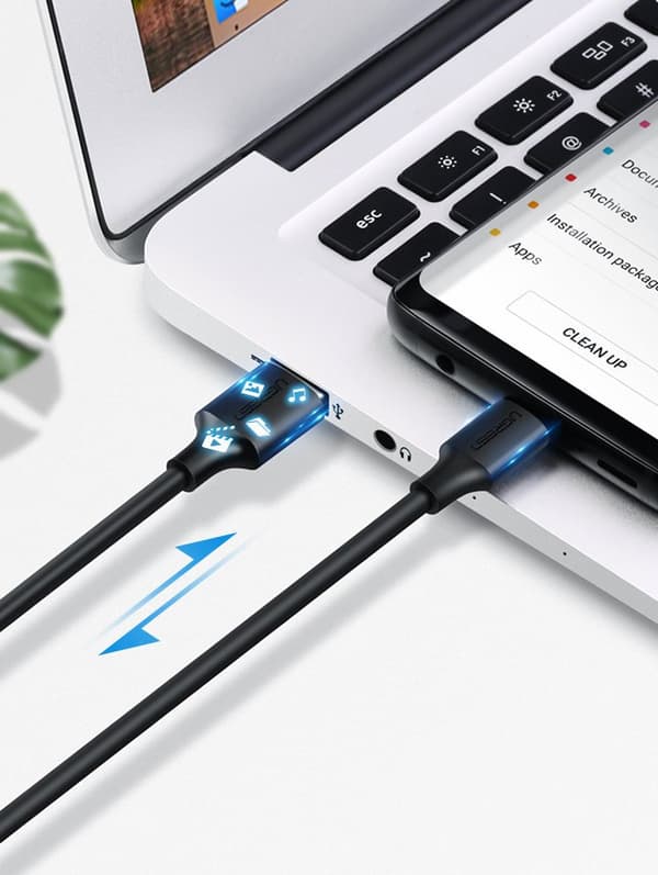 Kestävä USB - USB-C -kaapeli 480 Mbps 3A 1,5m musta