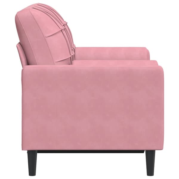 vidaXL 2-sitssoffa med kuddar, rosa, 120 cm, sammet