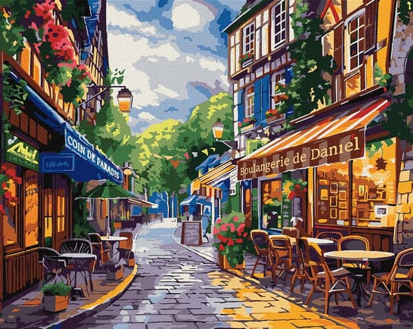 Maleri efter tal - Gade i Frankrig 40x50cm