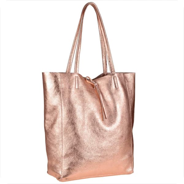 Lätt shoppingväska i läder, roséguld