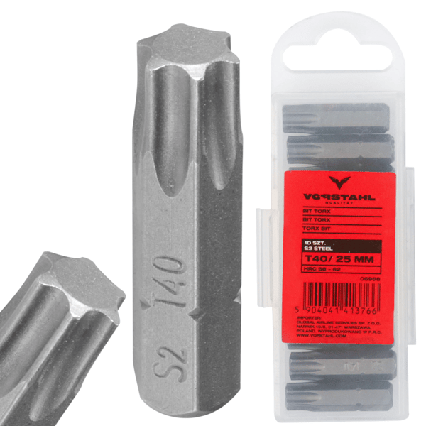 TORX BIT Set 6 st Skruvmejselbits > T40 x 25mm < Vorstahl