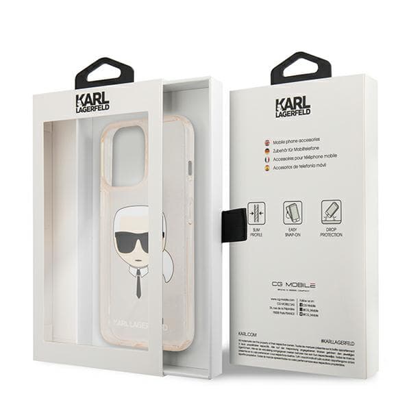 Karl Lagerfeld Glitter Karl`s Head-etui til iPhone 13 Pro / 13, guld