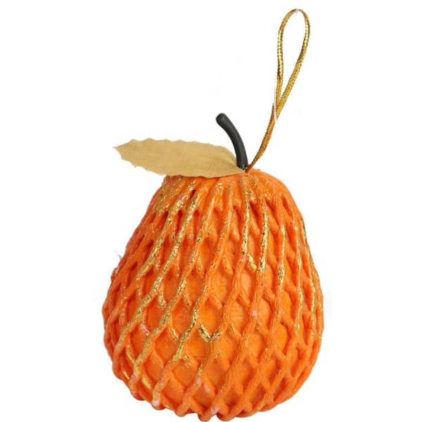 Orange päronformad julgranskulor 8 cm