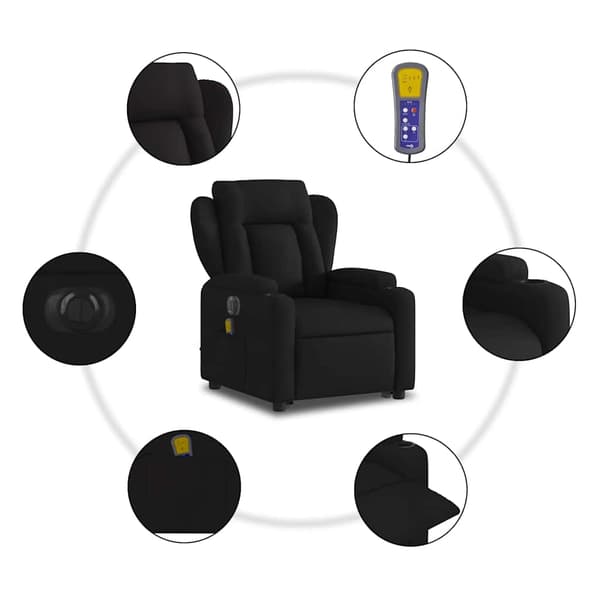 vidaXL elektrisk liftmassagestol lænestol sort