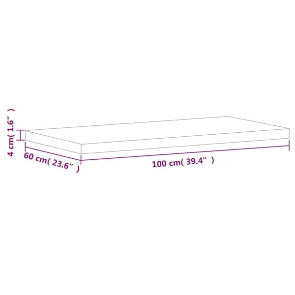 vidaXL Bordsskiva 100x60x4 cm rektangulär massiv bokträ