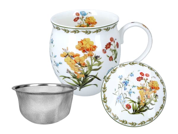 Fatmugg med lock - Vildblommor (CARMANI)
