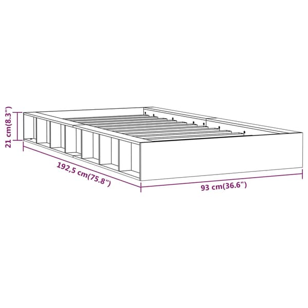 vidaXL sengestel sort 75x190 cm massivt træ