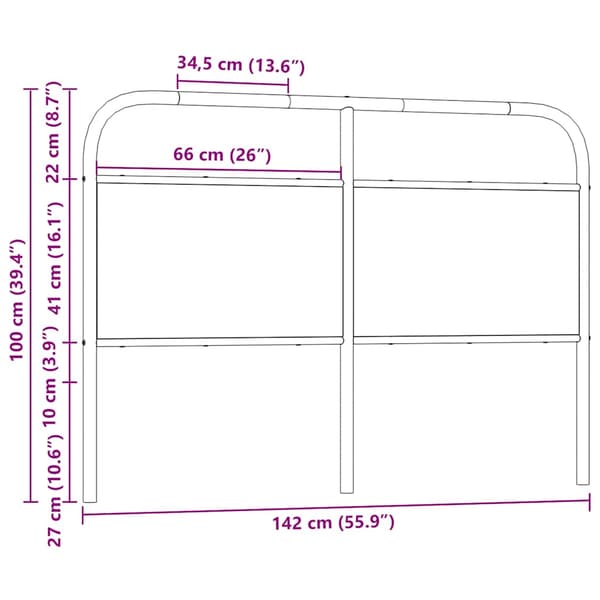 vidaXL sengegavl i røget egetræ 135 cm