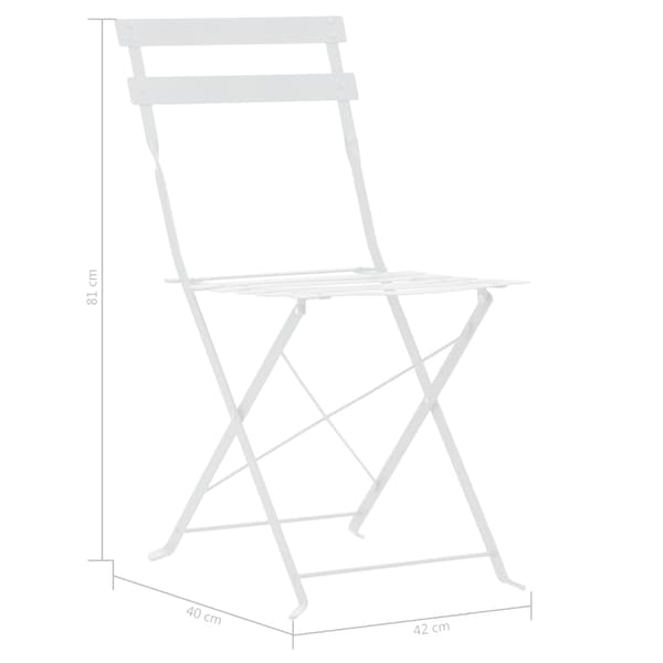 vidaXL 3-delat bistroset, stål, vit
