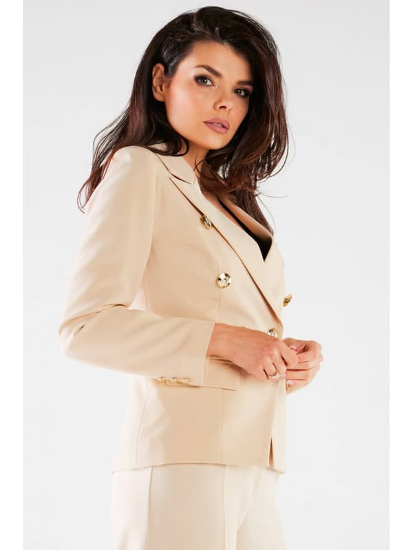 Elegant dubbelknäppt jacka, beige XL