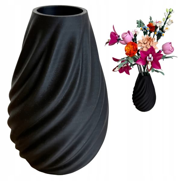 LEGO Vase til Blomster Kunstgræs Dekorativ Moderne Sort 17cm