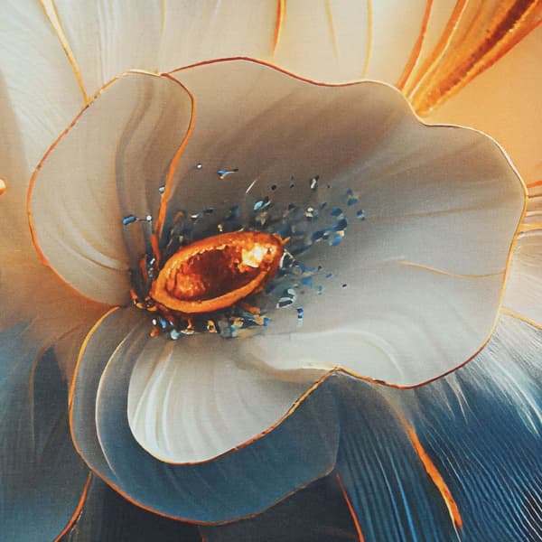 Bäddset 220x200 SATIN BOMULL digitaltryck blommor blå bakgrund