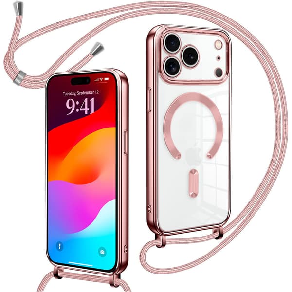 iPhone 17 Pro Max-skal, Electro MagSafe, rosa + rem