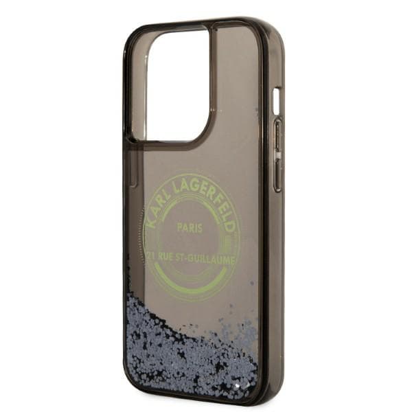 Karl Lagerfeld Liquid Glitter RSG-cover til iPhone 14 Pro, sort