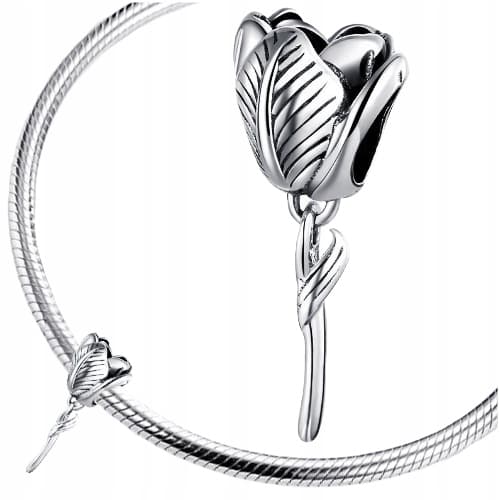 Berlocker blomma tulpan silver 925 pärla hänge blomma presentpärlor