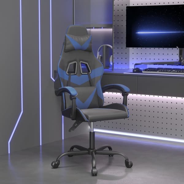 vidaXL gamingstol, sort og blå, kunstlæder