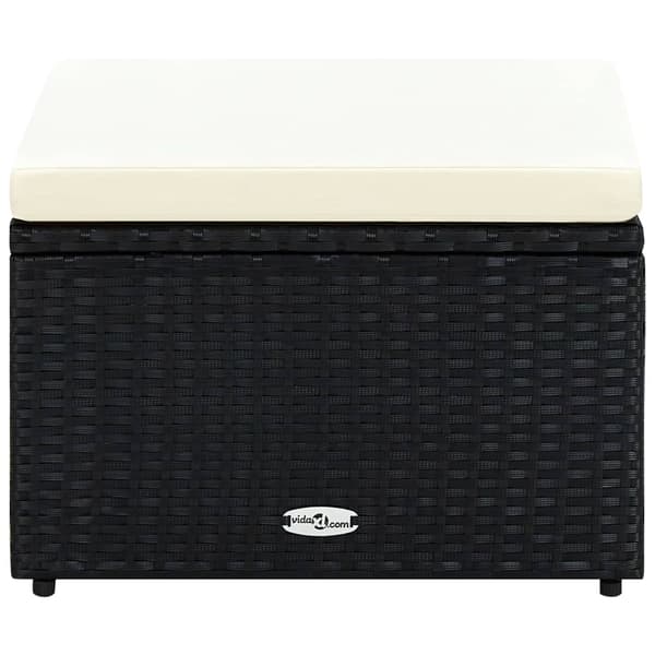 vidaXL puf 53 x 53 x 30 cm, polyrattan, sort
