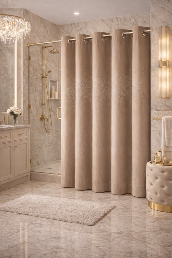 Vattentätt duschdraperi 150 x 220 cm med öljetter beige
