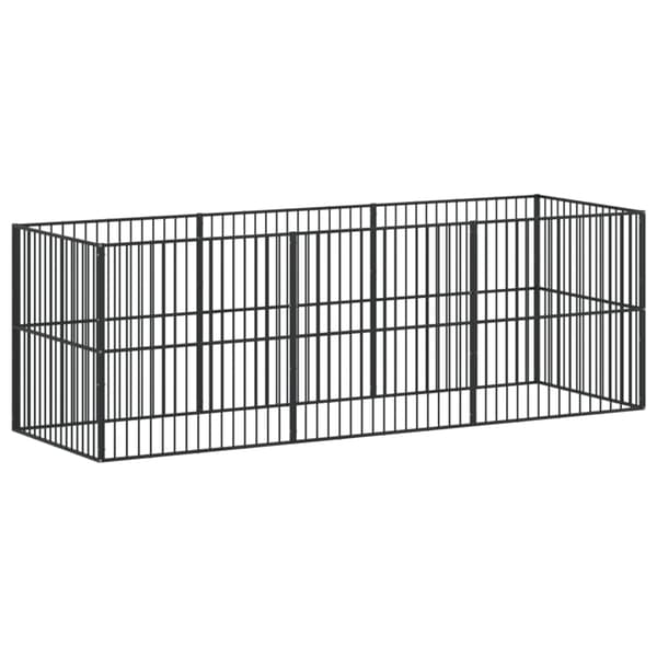vidaXL Koiranhäkki 8-paneelia musta sinkitty teräs