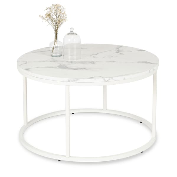 AGNES MAX sofabord 80 cm hvid marmor moderne