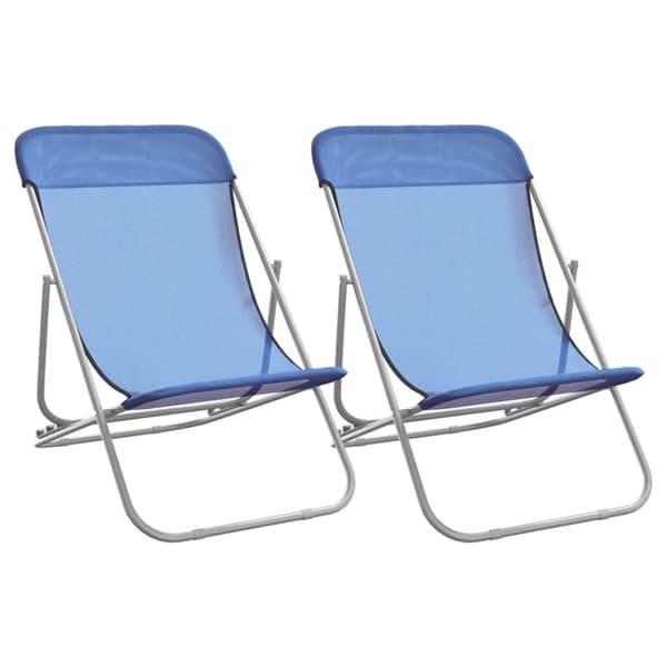 vidaXL foldbare strandstole, sæt med 2, blå, textilene og stål