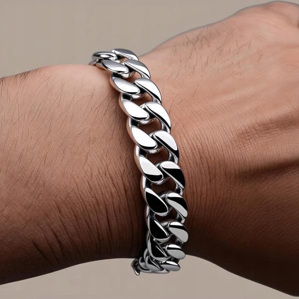 HERRARMBAND I HELSILVER 925 SILVER DIAMANTPLÄTERAT