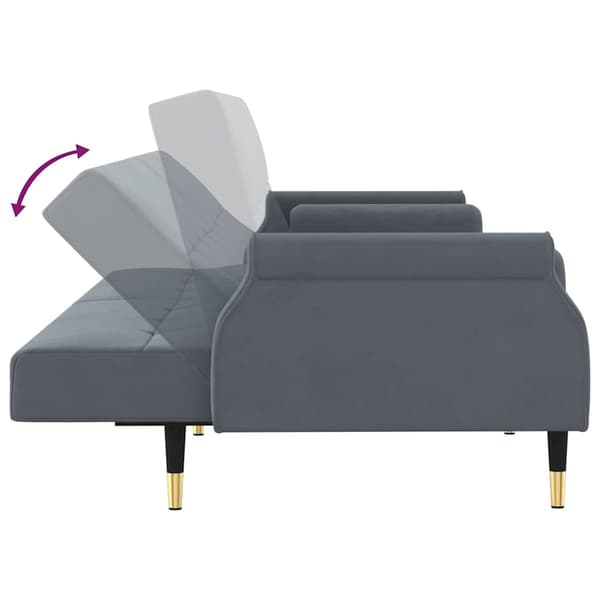 vidaXL Bäddsoffa med kuddar, mörkgrå, klädd i sammet