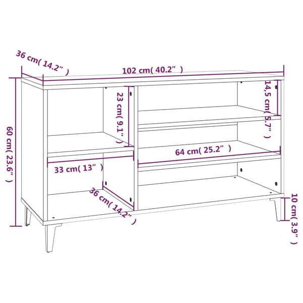 vidaXL skoskab brunt egetræ 102x36x60 cm