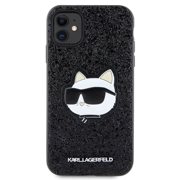 Karl Lagerfeld Glitter Choupette Patch-etui til iPhone 11 / Xr, sort