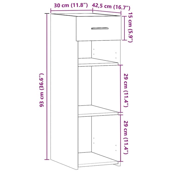 vidaXL skab, sort, 30x42,5x93 cm, træbaseret materiale