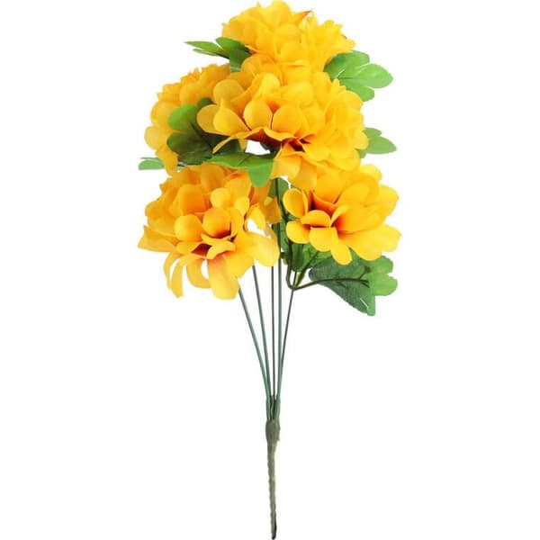 Buket med 5 gule chrysanthemum 36 cm