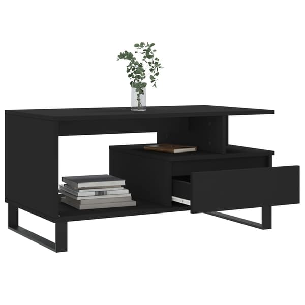 vidaXL sofabord, sort 90x49x45 cm, træbaseret materiale