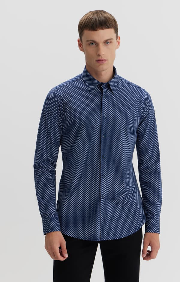 Slim fit-skjorta med tryck S