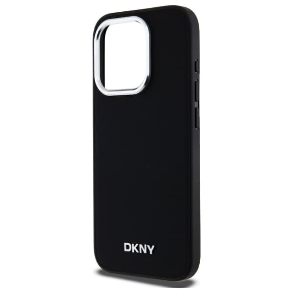 DKNY Plain Logo MagSafe -kotelo iPhone 15 Pro Maxille, musta