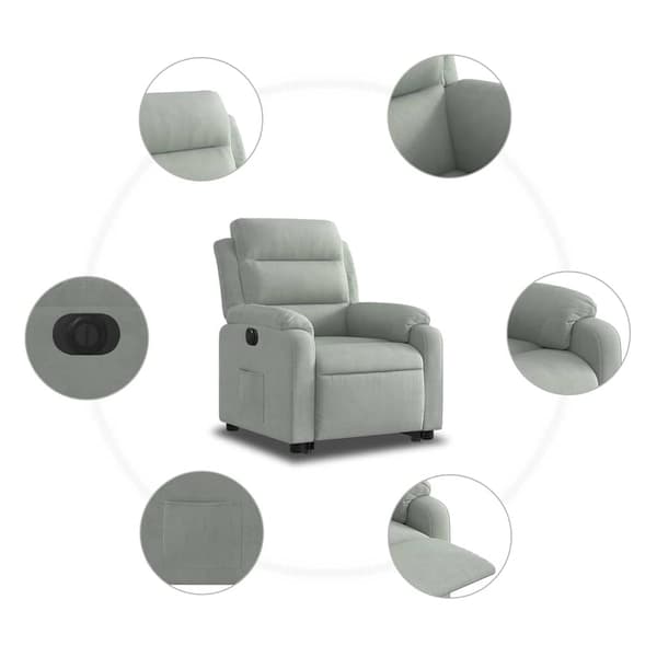 vidaXL Elektrisk lyftfåtölj ljusgrå sammet