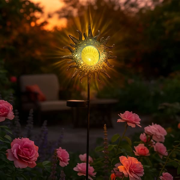 Dekorativ solcellelampe Sun LED - metal havepynt