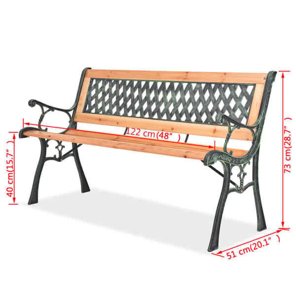 vidaXL Puutarhapenkki 122 cm puinen
