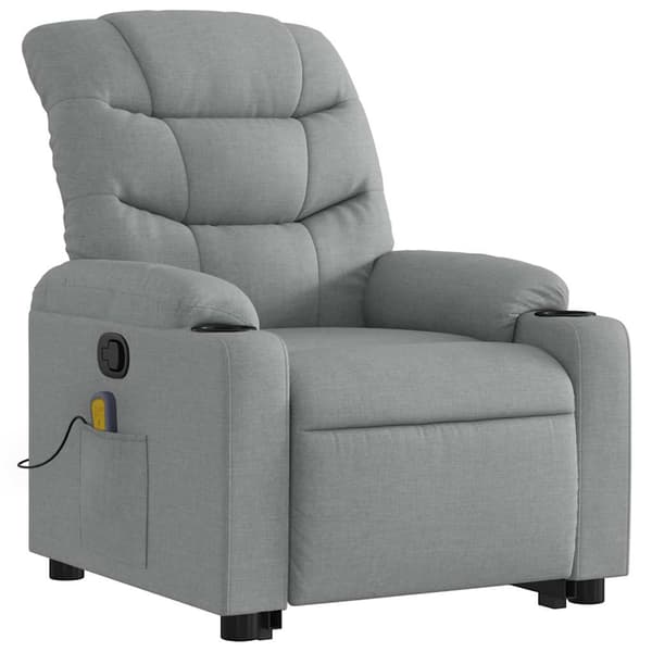 vidaXL Lyftbar massagefåtölj ljusgrå tyg