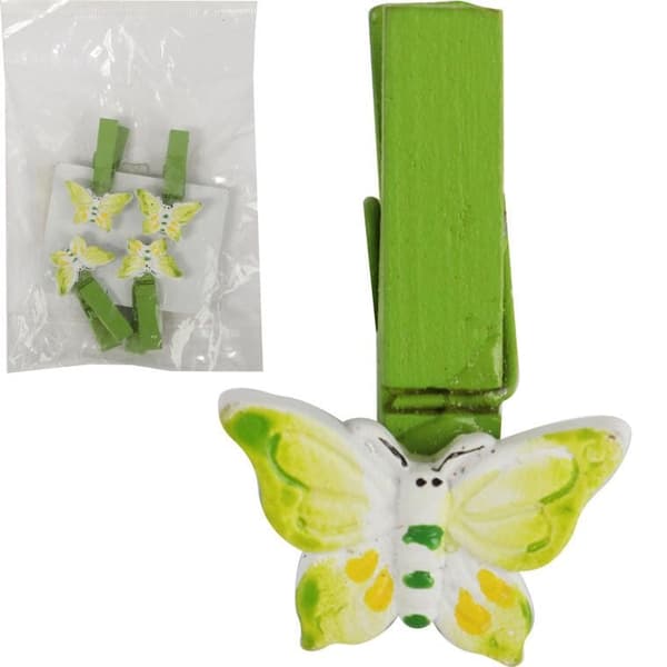 TRÆKLIPS TIL SOMMERFLUG 4 STK. 4 CM PÅSKEFORÅR