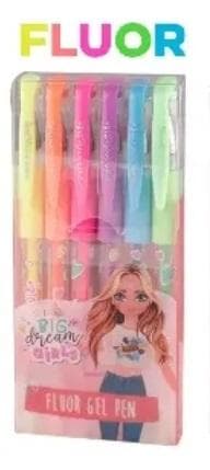 Fluorescerende gelpen i 6 farver
