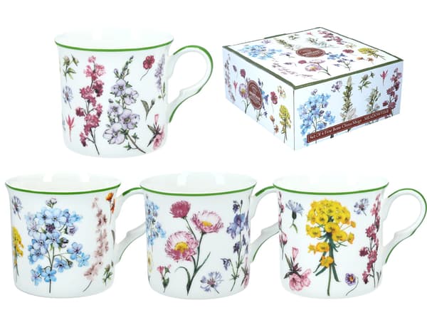 Heritage, set med 4 porslinsmuggar - ängstid
