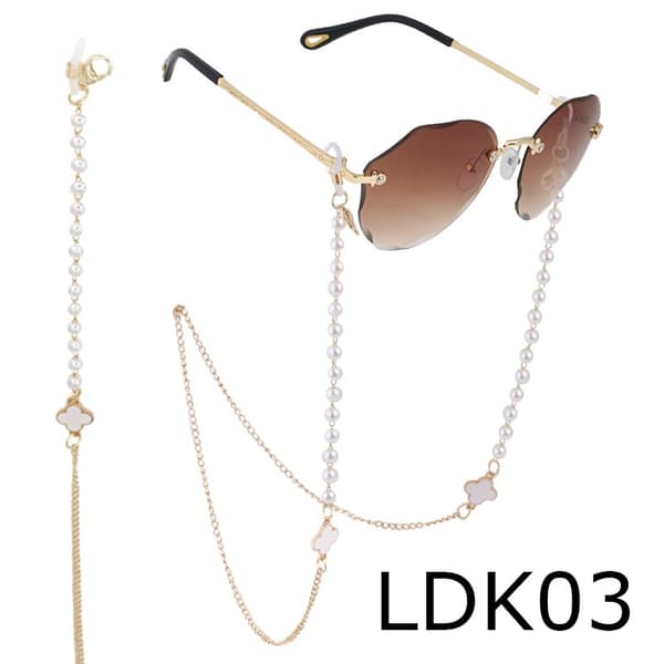 Tynd guldperlekæde med brille 76 cm LDK03