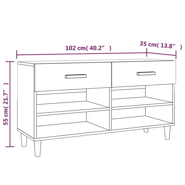 vidaXL skoskab brunt egetræ 102x35x55 cm