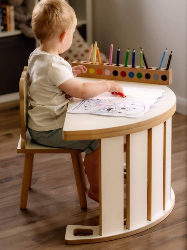 Montessori gungstolsplatta, vit